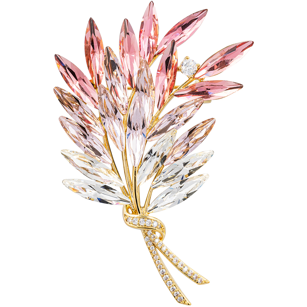Fiore Luna Брошь Букет crystal white/pink Арт.: XR16767 R/G
