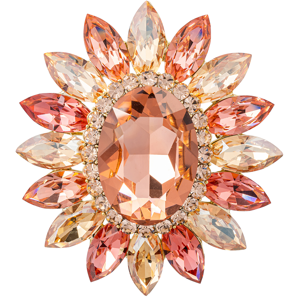 Fiore Luna Брошь Sunflower crystal pink/peach Арт.: BR14649p R/G