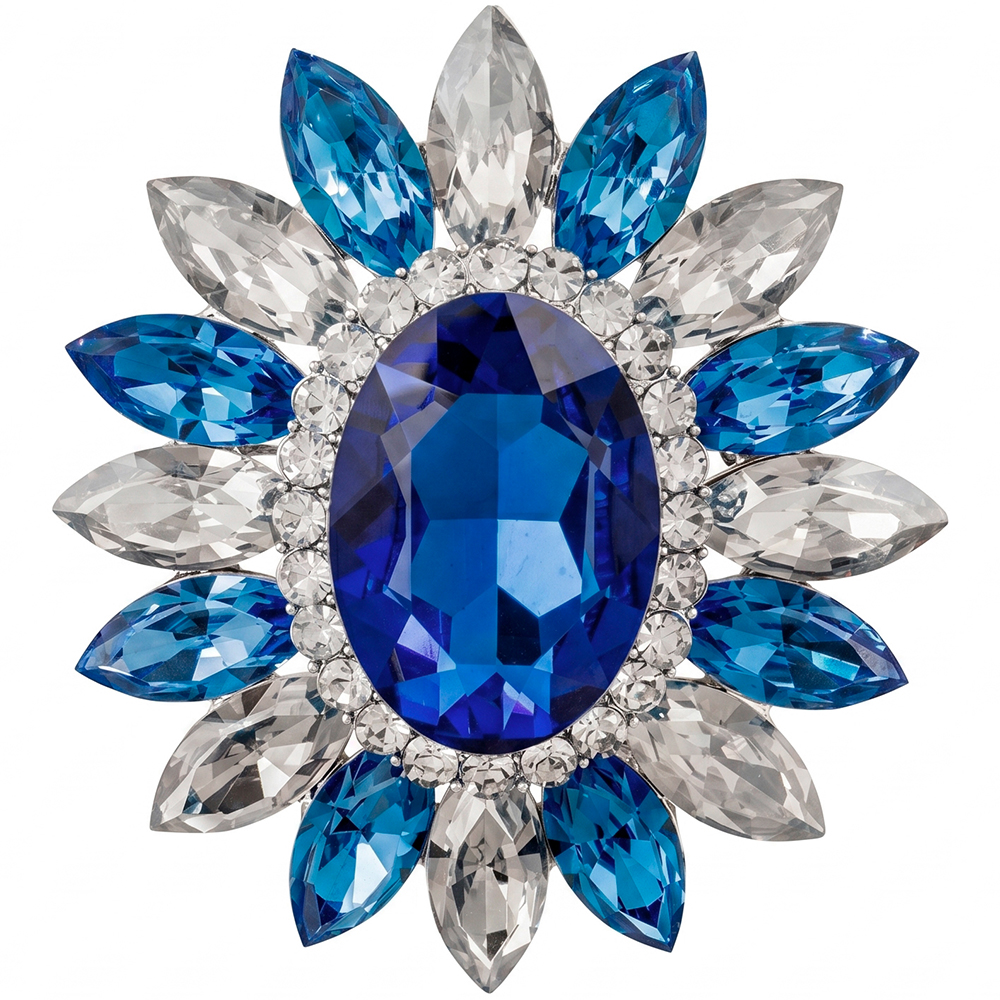 Fiore Luna Брошь Sunflower crystal blue Арт.: BR14649p BL/S
