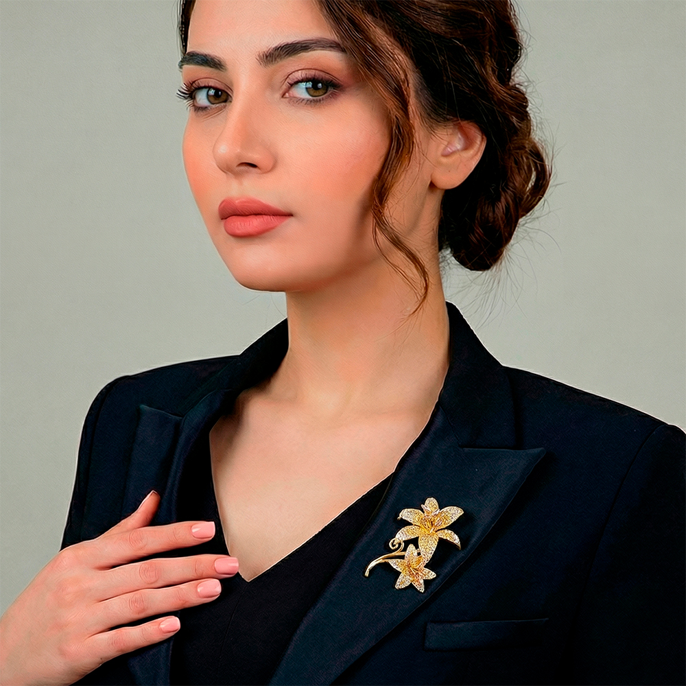 Fiore Luna Брошь ДУЭТ Zircon Арт.: XR08553P BR/G