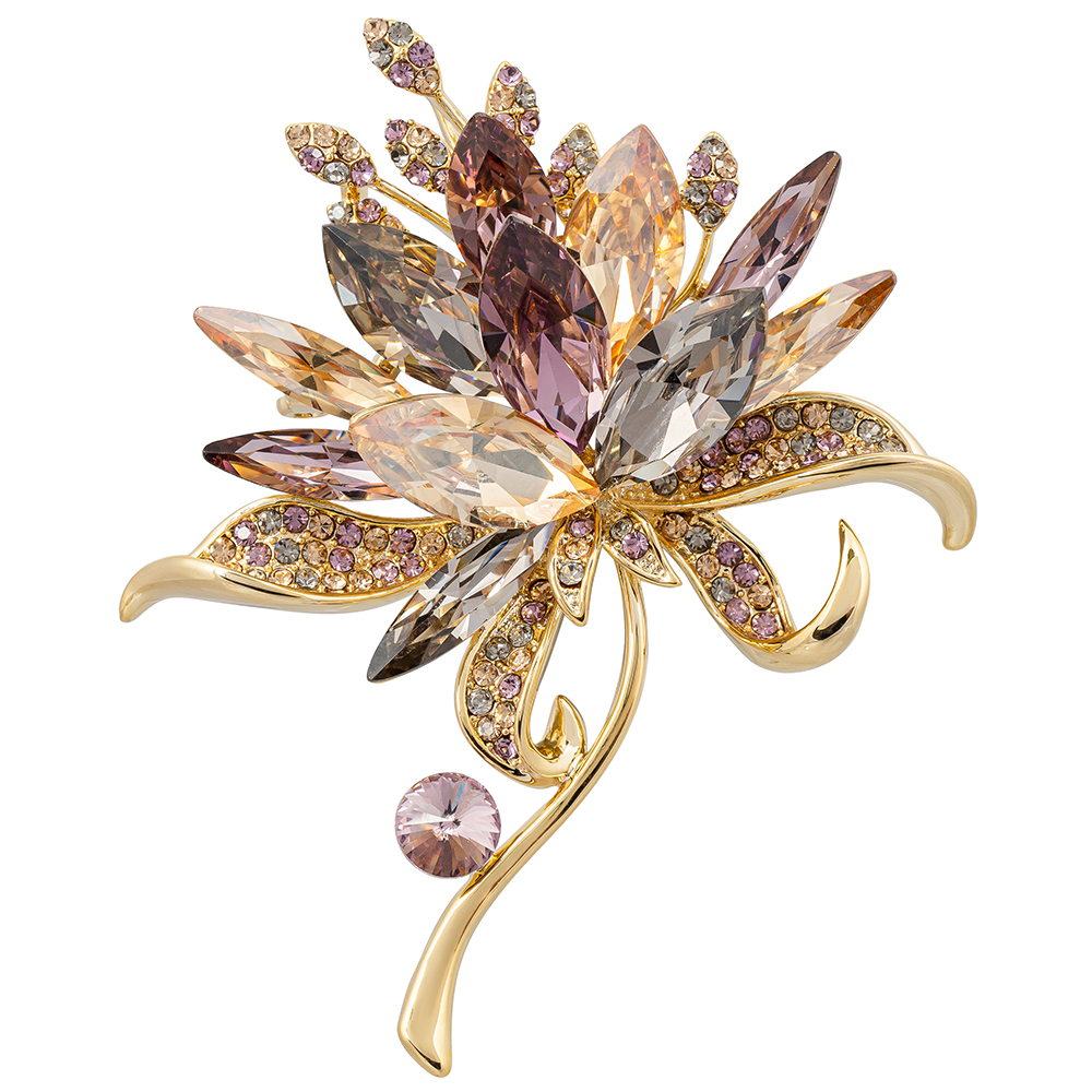 Fiore Luna Брошь Райский цветок crystal peach Арт.: XR12932a1 V/G