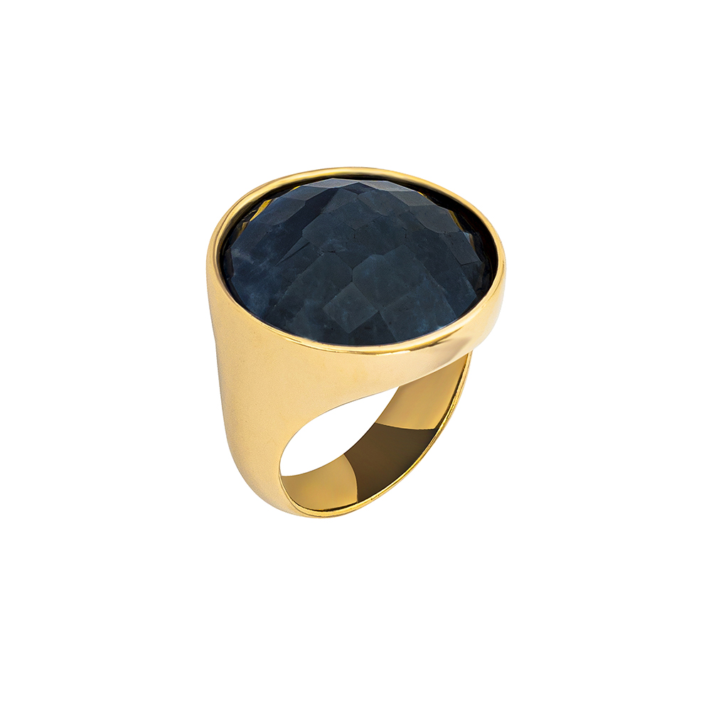 Possebon Кольцо pearl black agate 16.5 мм Арт.: K1155.4/16.5 BW/G