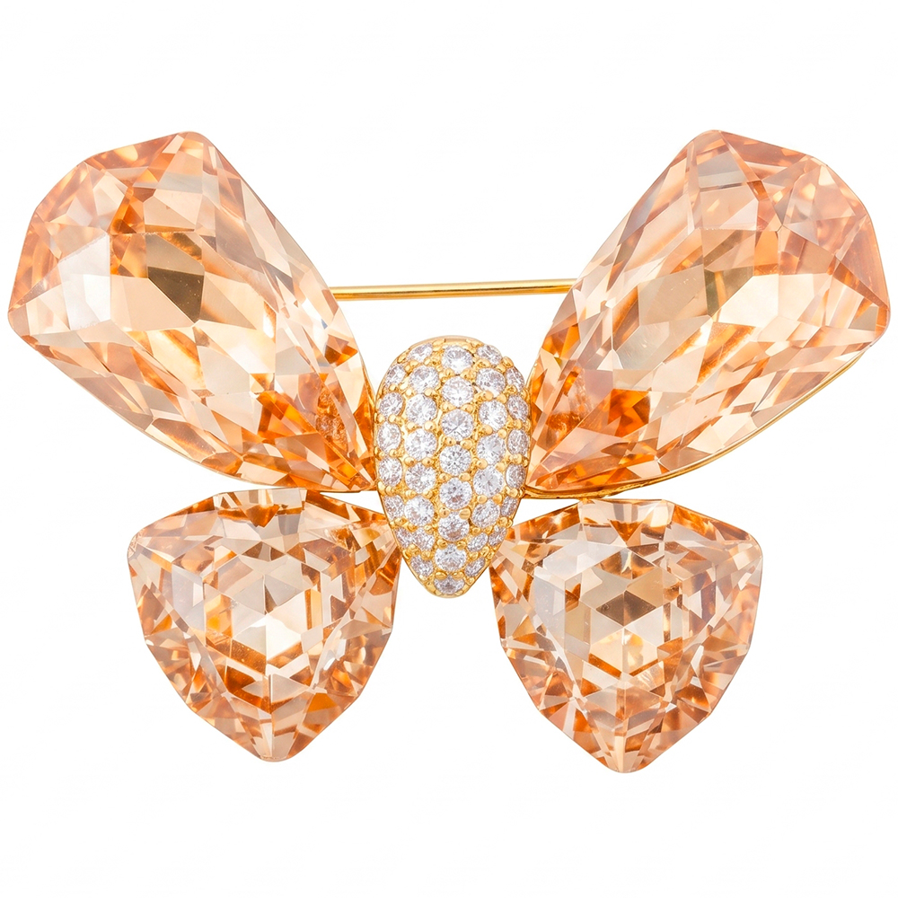 Fiore Luna Брошь Бабочка crystal champagne Арт.: XR12803 BR/G