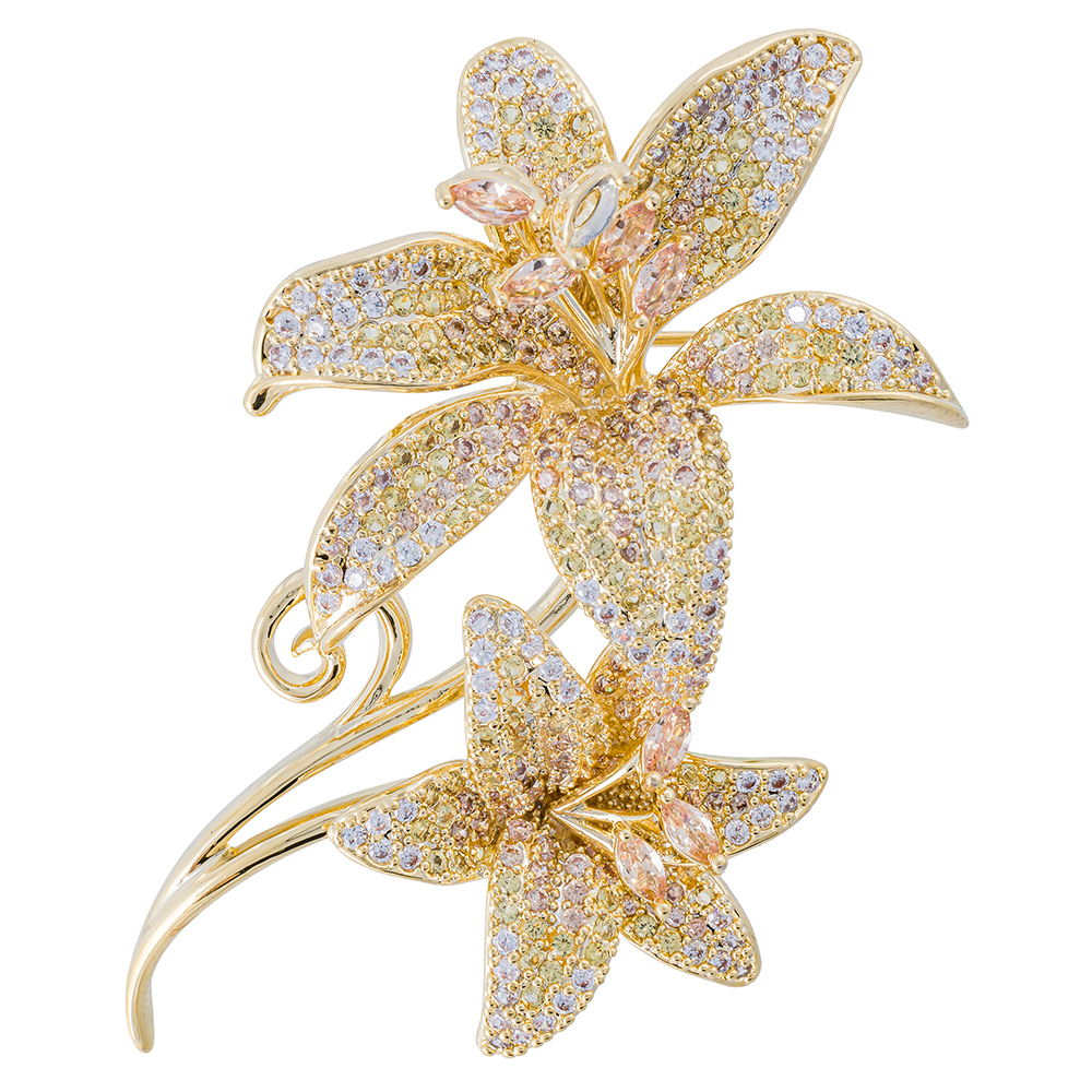 Fiore Luna Брошь ДУЭТ Zircon Арт.: XR08553P BR/G