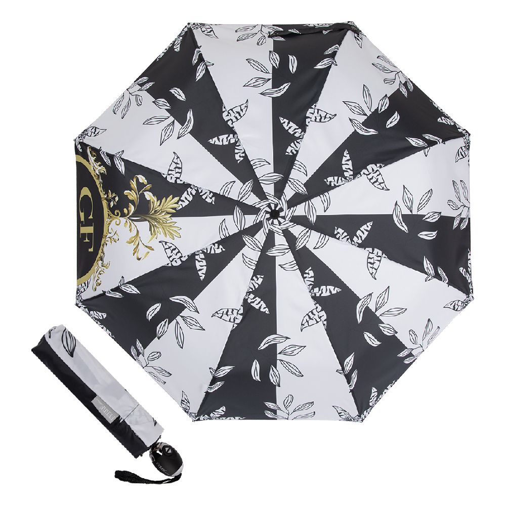 Ferre Milano Зонт складной Ferre 6002-OC Leaf Black/White  product-3861 Арт.: product-3861