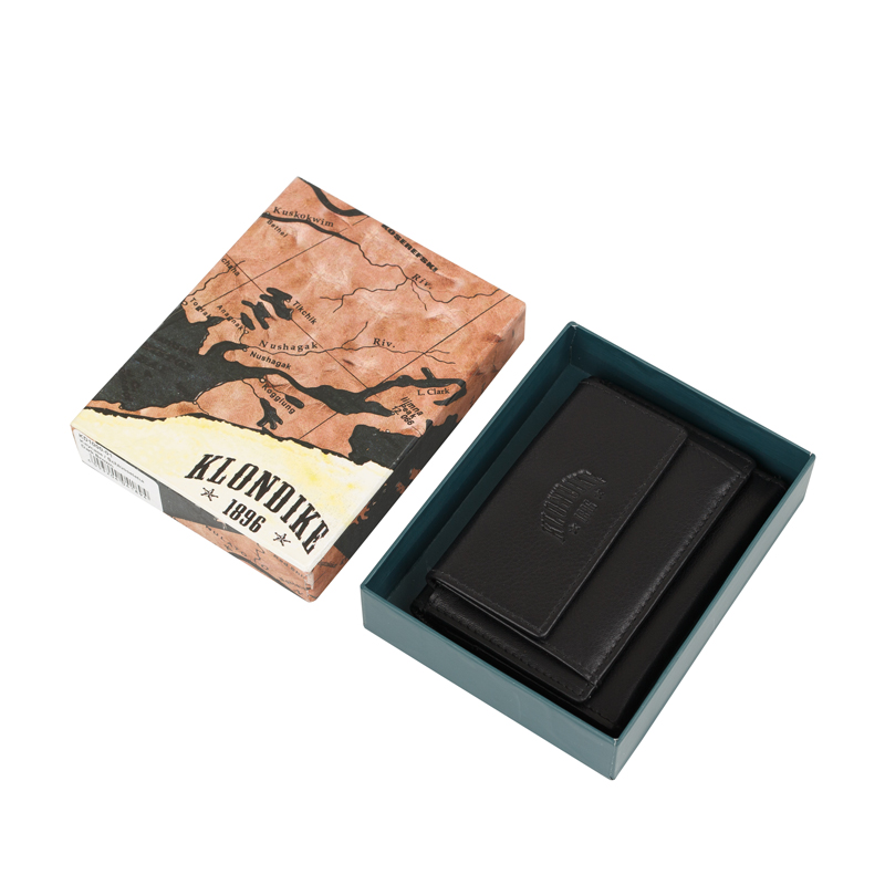 Klondike 1896 Мини-бумажник KLONDIKE Claim, натуральная кожа в черном цвете, 10,5 х 2 х 7,5 см Арт.: KD1108-01