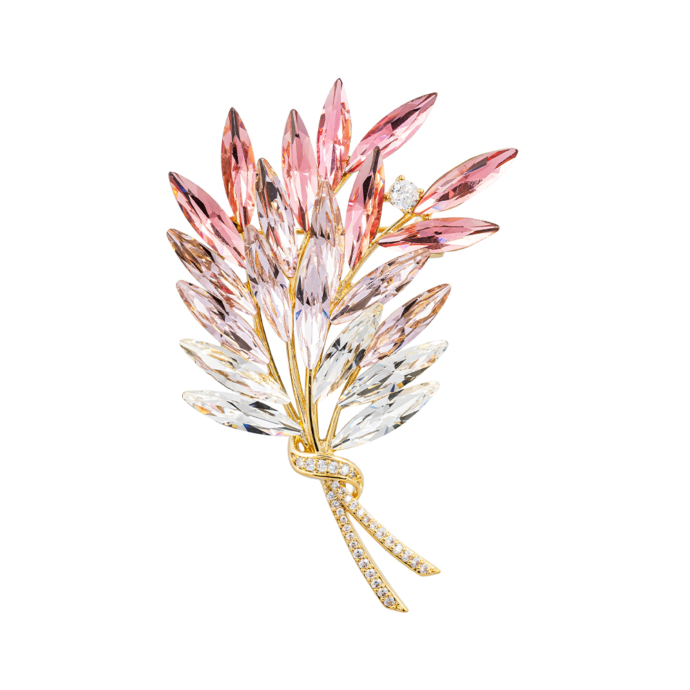 Fiore Luna Брошь Букет crystal white/pink Арт.: XR16767 R/G