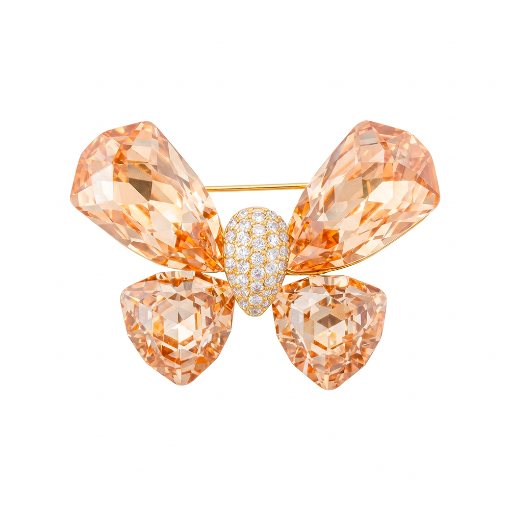 Fiore Luna Брошь Бабочка crystal champagne Арт.: XR12803 BR/G