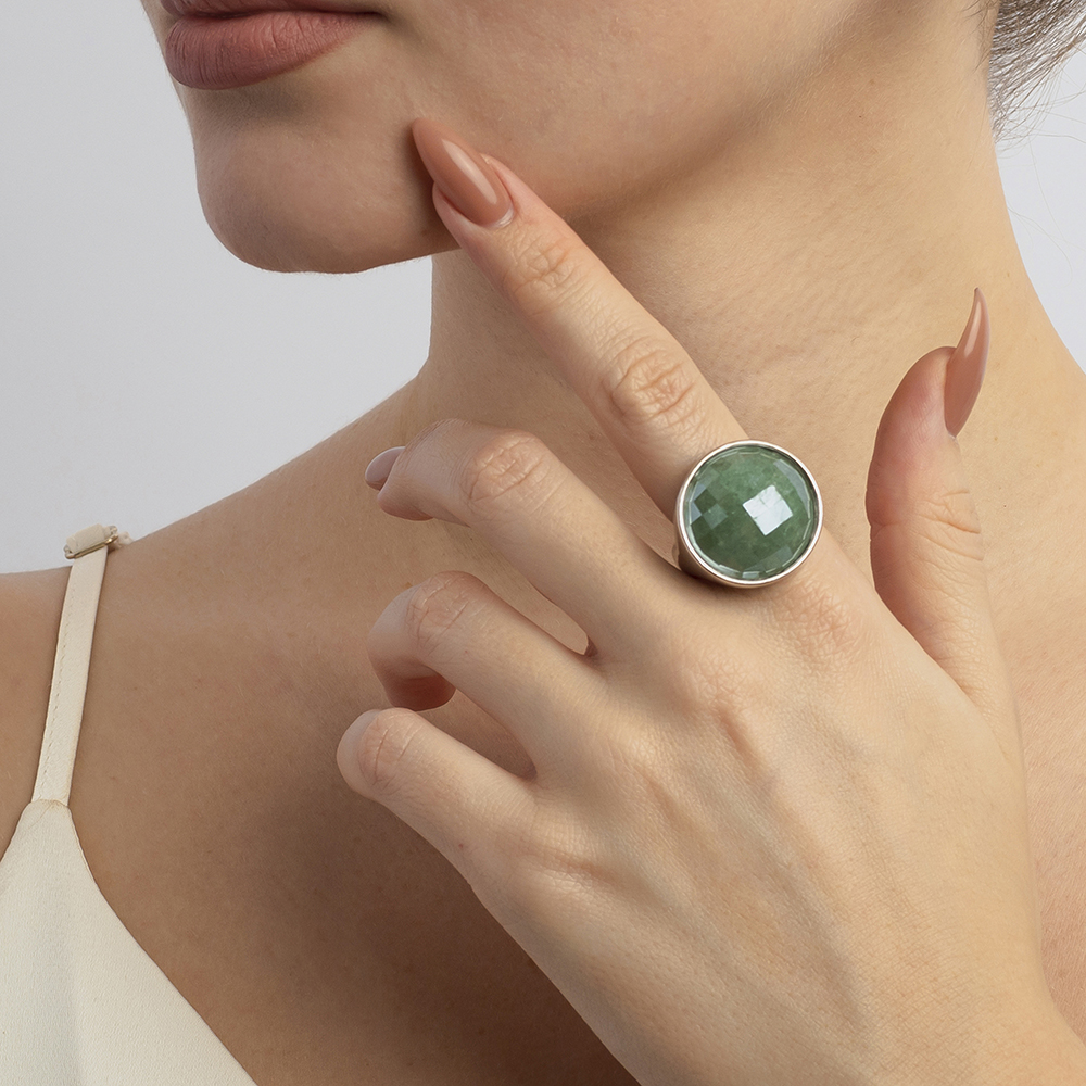 Possebon Кольцо pearl green quartz 18 мм Арт.: K1155.16/18.0 G/S