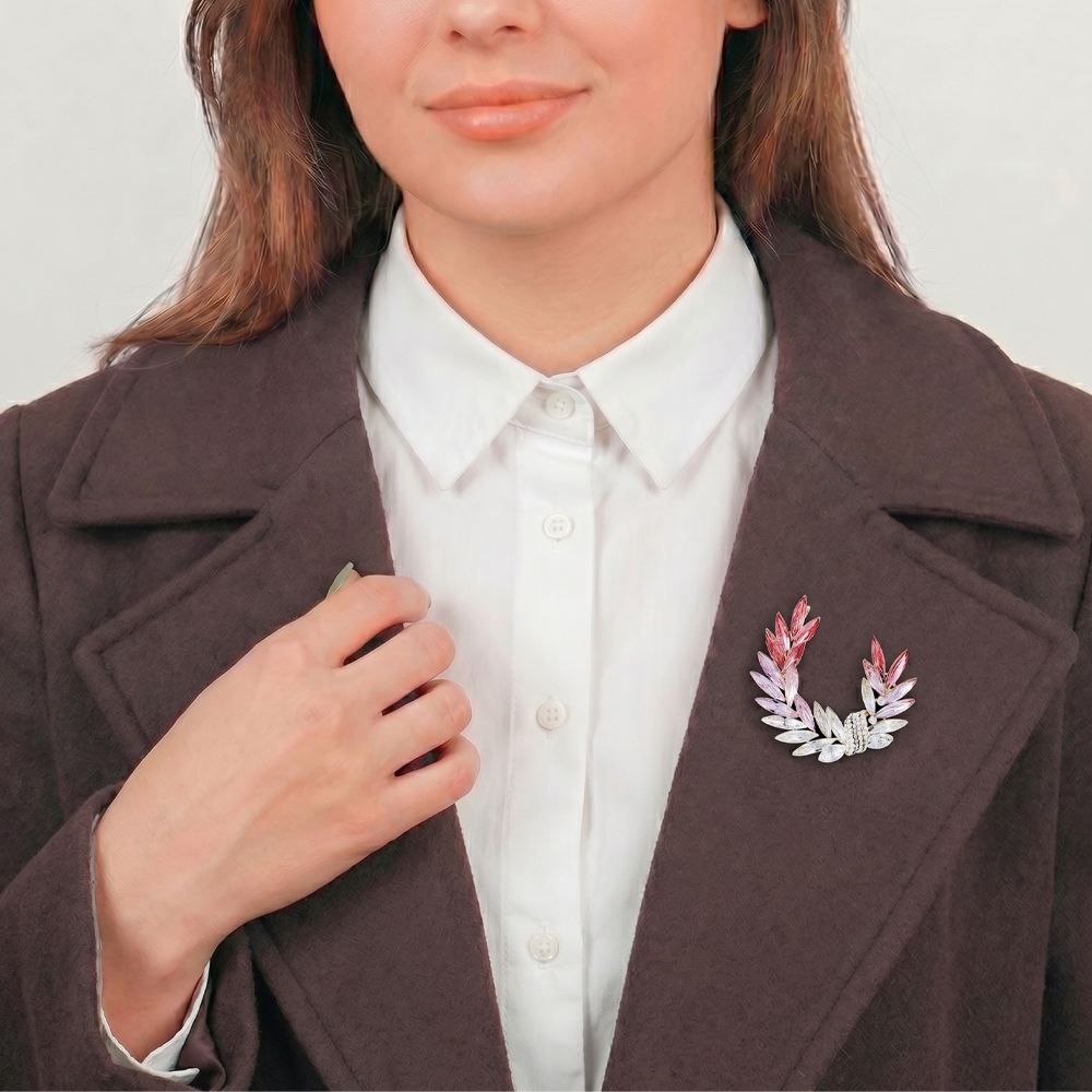 Fiore Luna Брошь КРЫЛЬЯ Zircon+cryastal Арт.: XR12879 R/G