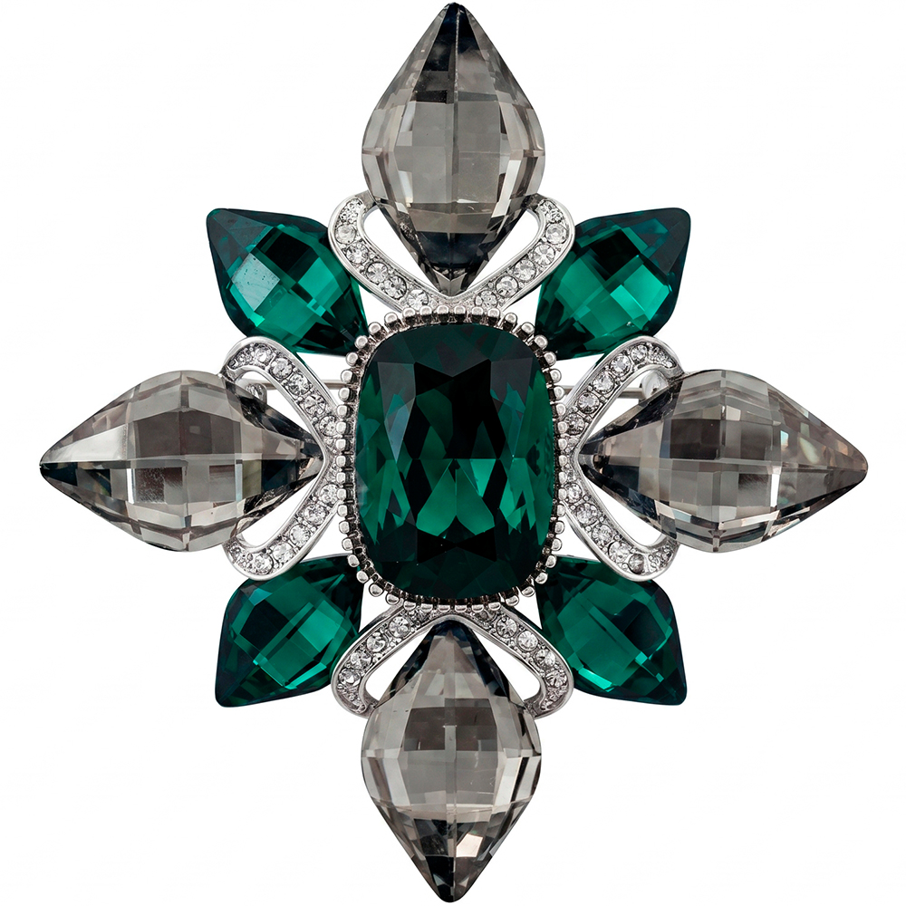 Fiore Luna Брошь Icon crystal green Арт.: BR14908 G/S
