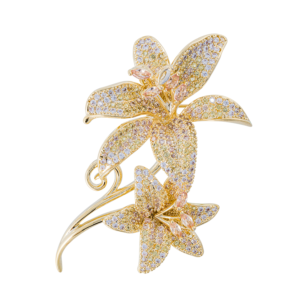 Fiore Luna Брошь ДУЭТ Zircon Арт.: XR08553P BR/G