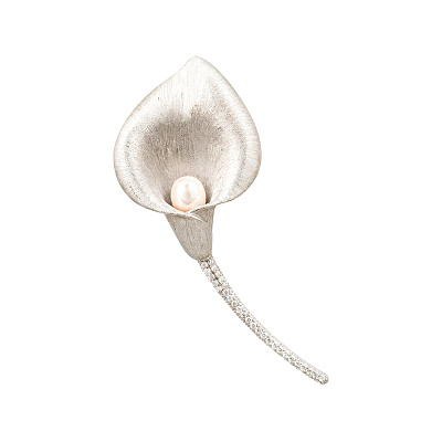 Брошь Калла freshwater pearl XR16645 S 