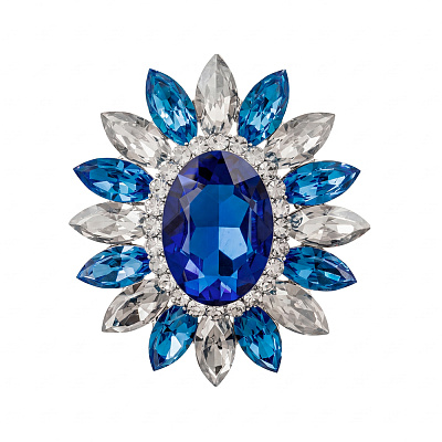 Брошь Sunflower crystal blue BR14649p BL/S 
