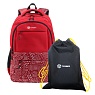 Рюкзак TORBER CLASS X, красный с орнаментом, 45 x 30 x 18 см + Мешок для сменной обуви в подарок! Арт.: T2602-22-RED-M