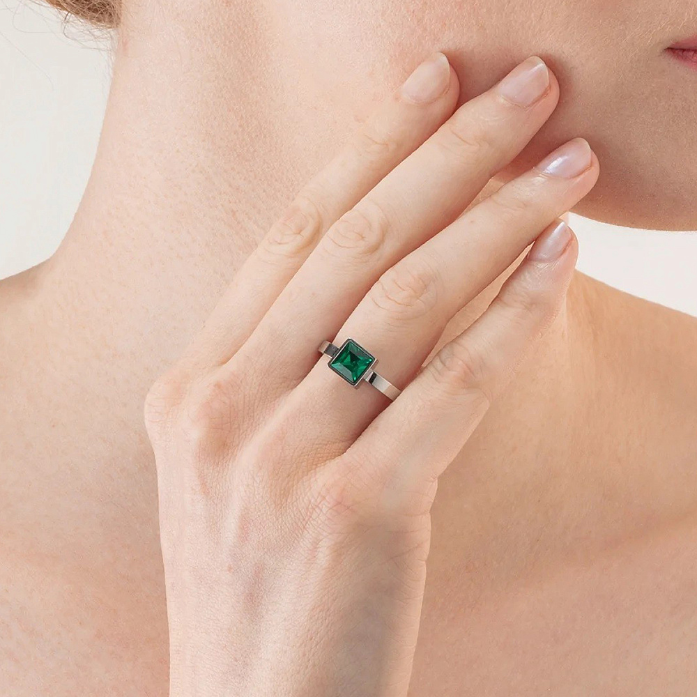 Coeur de Lion Кольцо Dark green-silver 17.2 мм Coeur de Lion *0500/40-0548 54 Арт.: *0500/40-0548 54