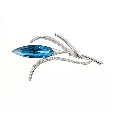 Брошь Elegant crystal flower BR14998 BL/S 