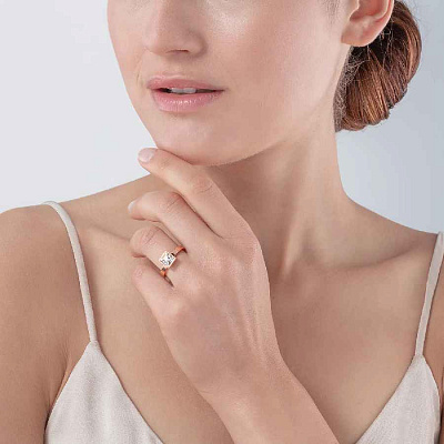 Кольцо Brilliant Square Rose Gold Coeur de Lion *0500/40-1822 58  Coeur de Lion  *0500/40-1822 58 