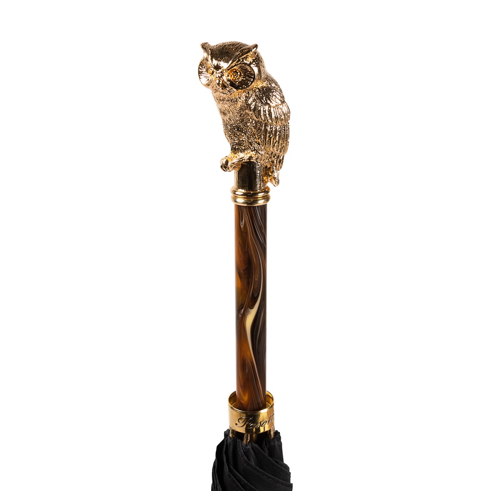 Pasotti Зонт-трость Pasotti Owl Gold Oxford Black Арт.: product-3116