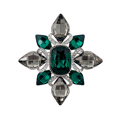 Брошь Icon crystal green BR14908 G/S 