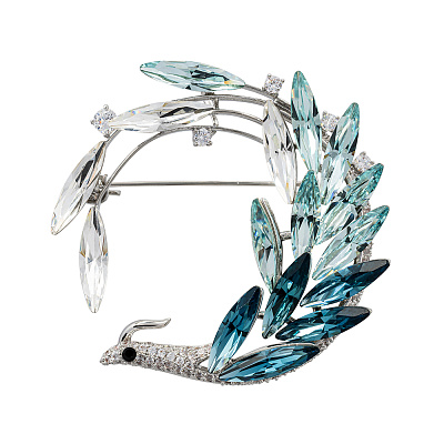 Брошь Птица crystal blue XR16682 BL/S 
