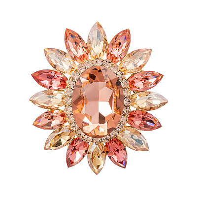 Брошь Sunflower crystal pink/peach BR14649p R/G 