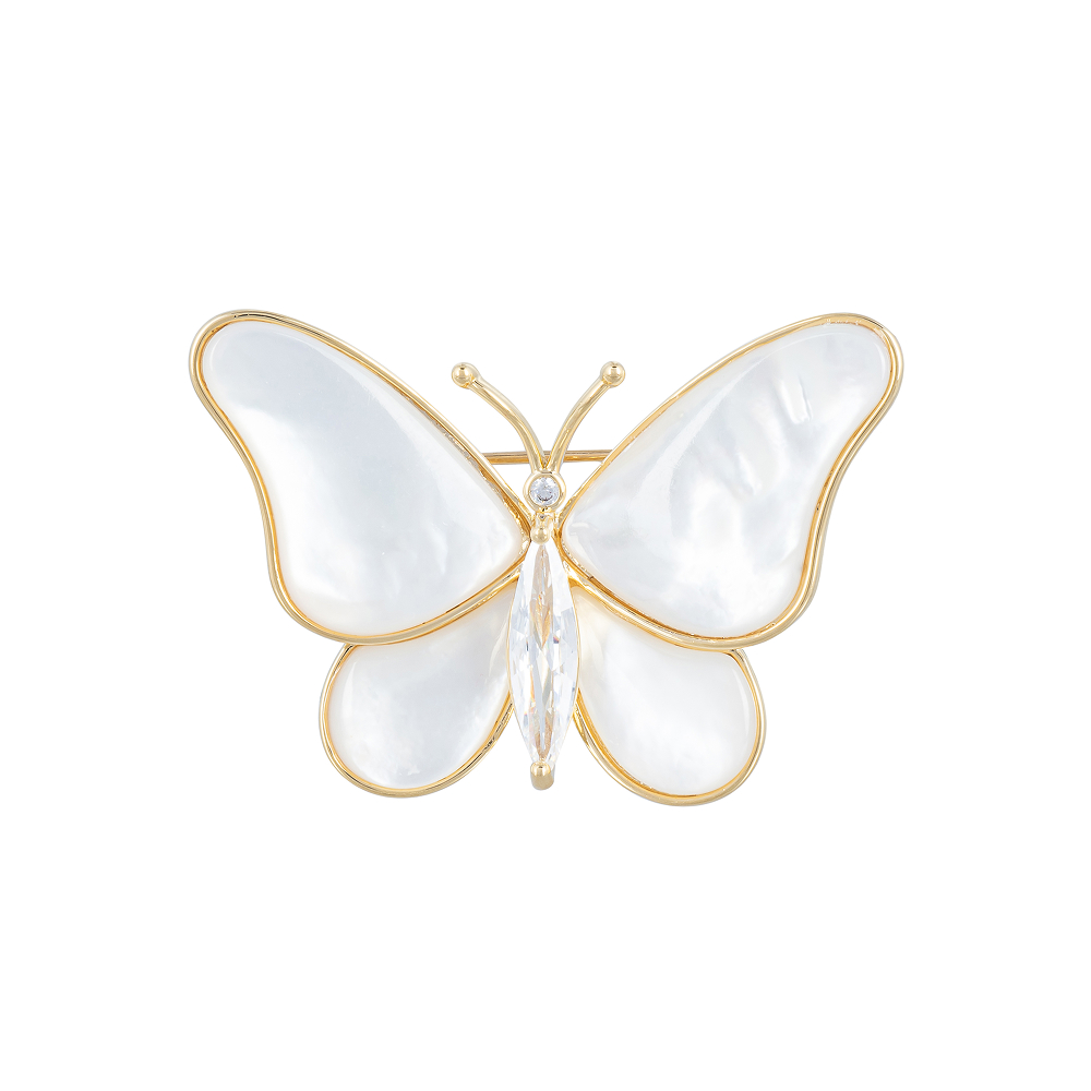 Fiore Luna Брошь Бабочка Zircon+natural shell Арт.: XR06424F G