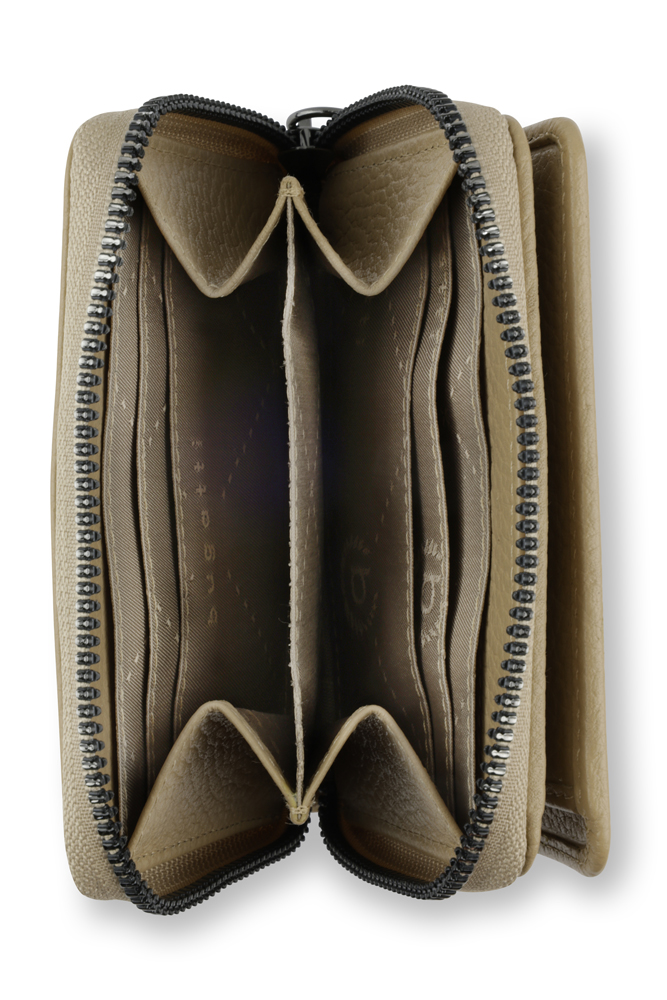 Bugatti Кошелёк женский BUGATTI Elsa, с защитой RFID, песочного цвета, воловья кожа/полиэстер, 11х2,5х9 см Арт.: 49462354