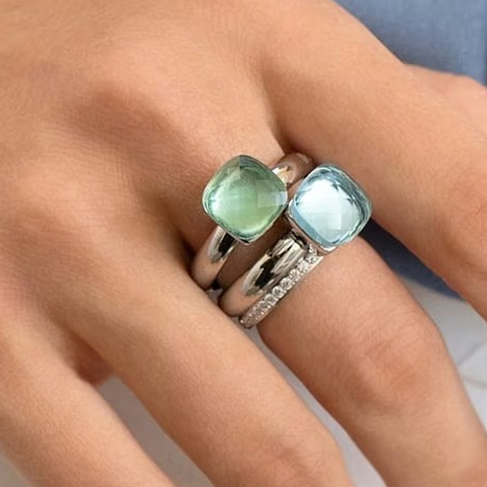 Qudo Кольцо FIRENZE 18 (S) Aquamarine Арт.: 107000/40-6002 18