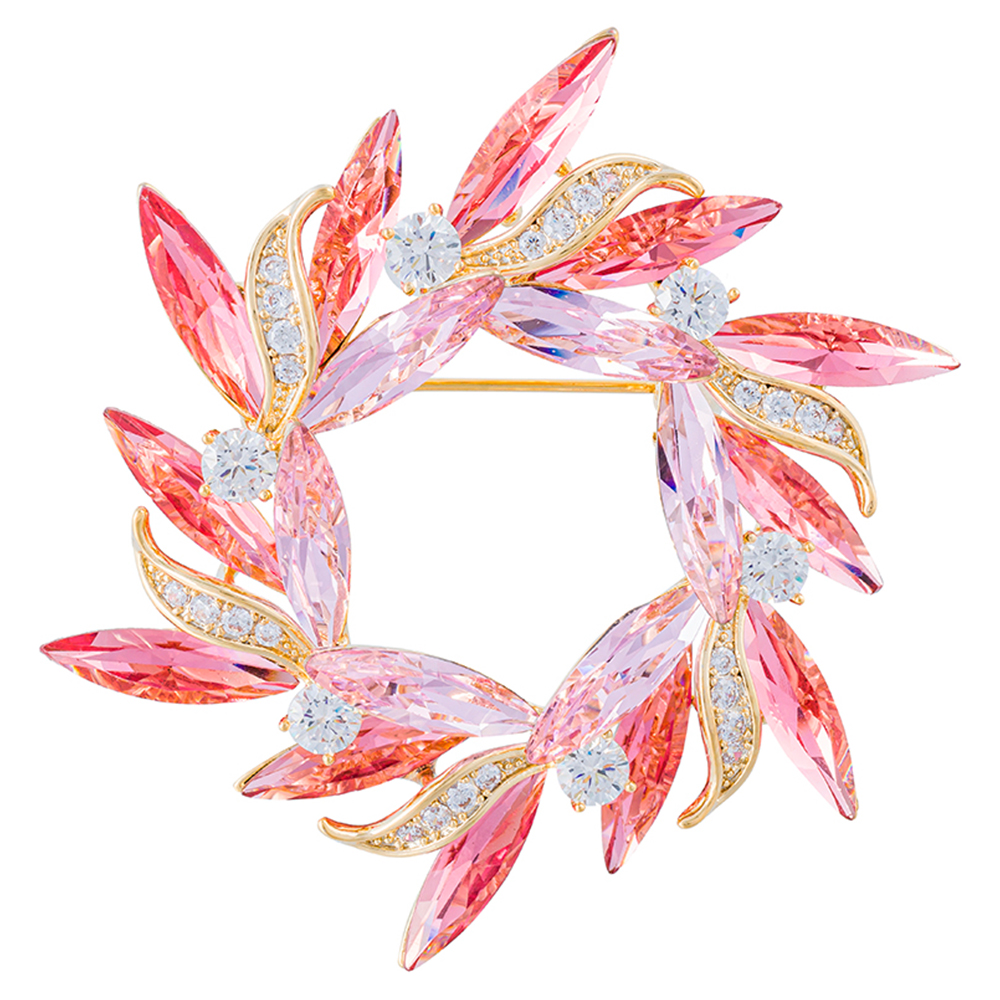Fiore Luna Брошь ВЕНЕЦ Zircon+crystal Арт.: XR14425 R/G