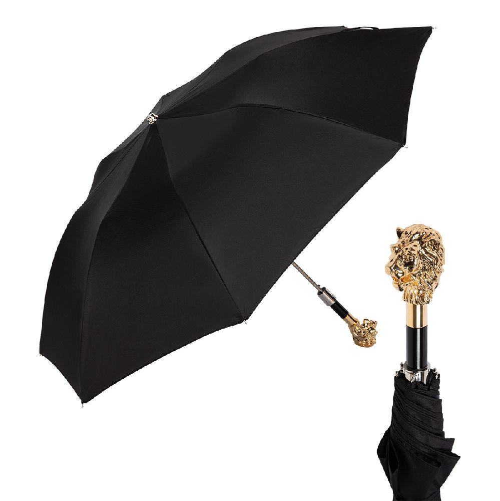 Pasotti Зонт складной Pasotti Auto Leone Gold Oxford Black Арт.: product-3895