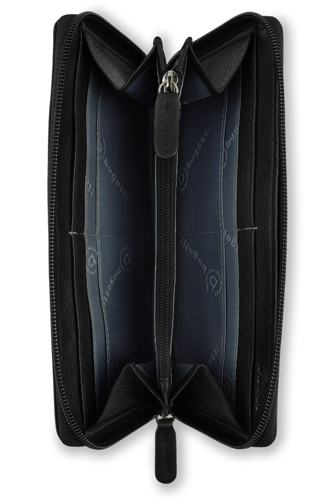 Bugatti Кошелёк женский BUGATTI Banda, с защитой данных RFID, чёрный, кожа козы/полиэстер, 18,5х2х10 см Арт.: 49133601