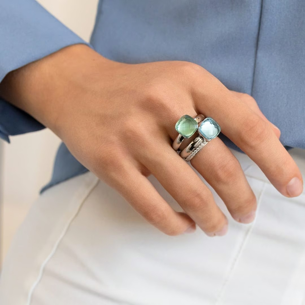 Qudo Кольцо FIRENZE 18 (S) Aquamarine Арт.: 107000/40-6002 18