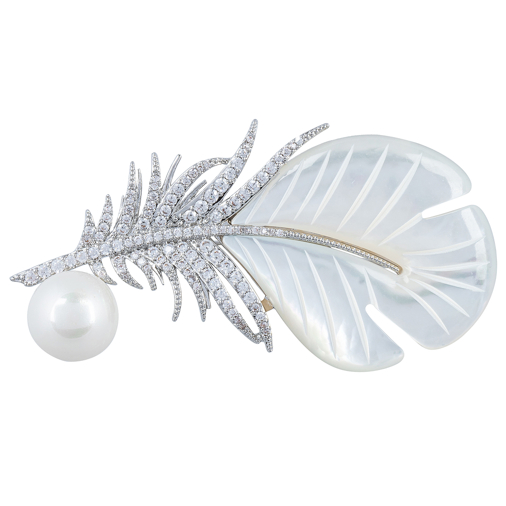 Fiore Luna Брошь Перо Natural shell + Artificial pearl Арт.: XR07613A1 S