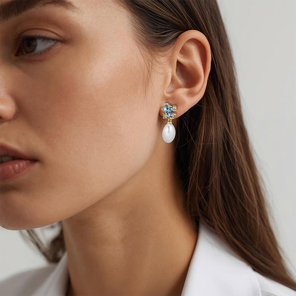 Dyrberg Kern Серьги PETUN SG AQUA / WHITE PEARL Арт.: 480057