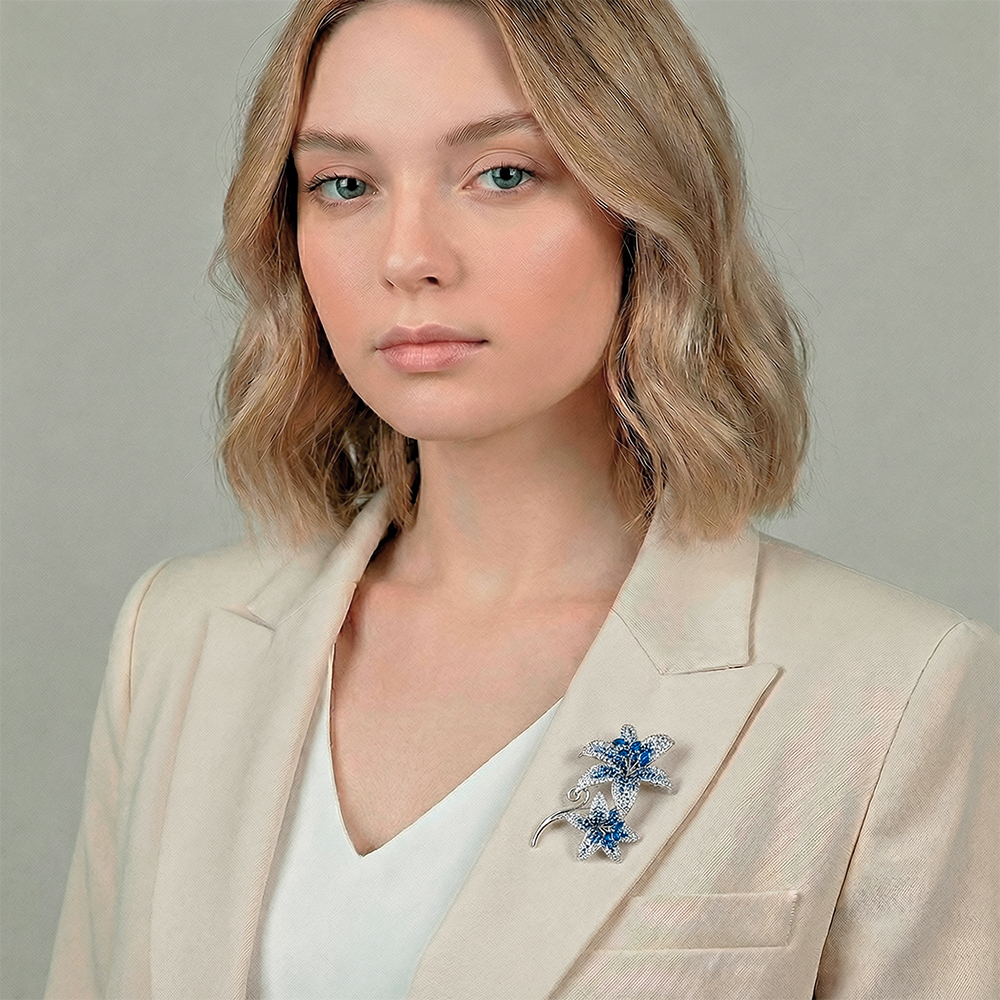 Fiore Luna Брошь ДУЭТ Zircon Арт.: XR08553P BL/S