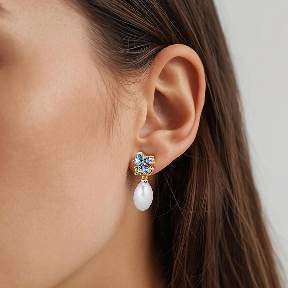 Dyrberg Kern Серьги PETUN SG AQUA / WHITE PEARL Арт.: 480057