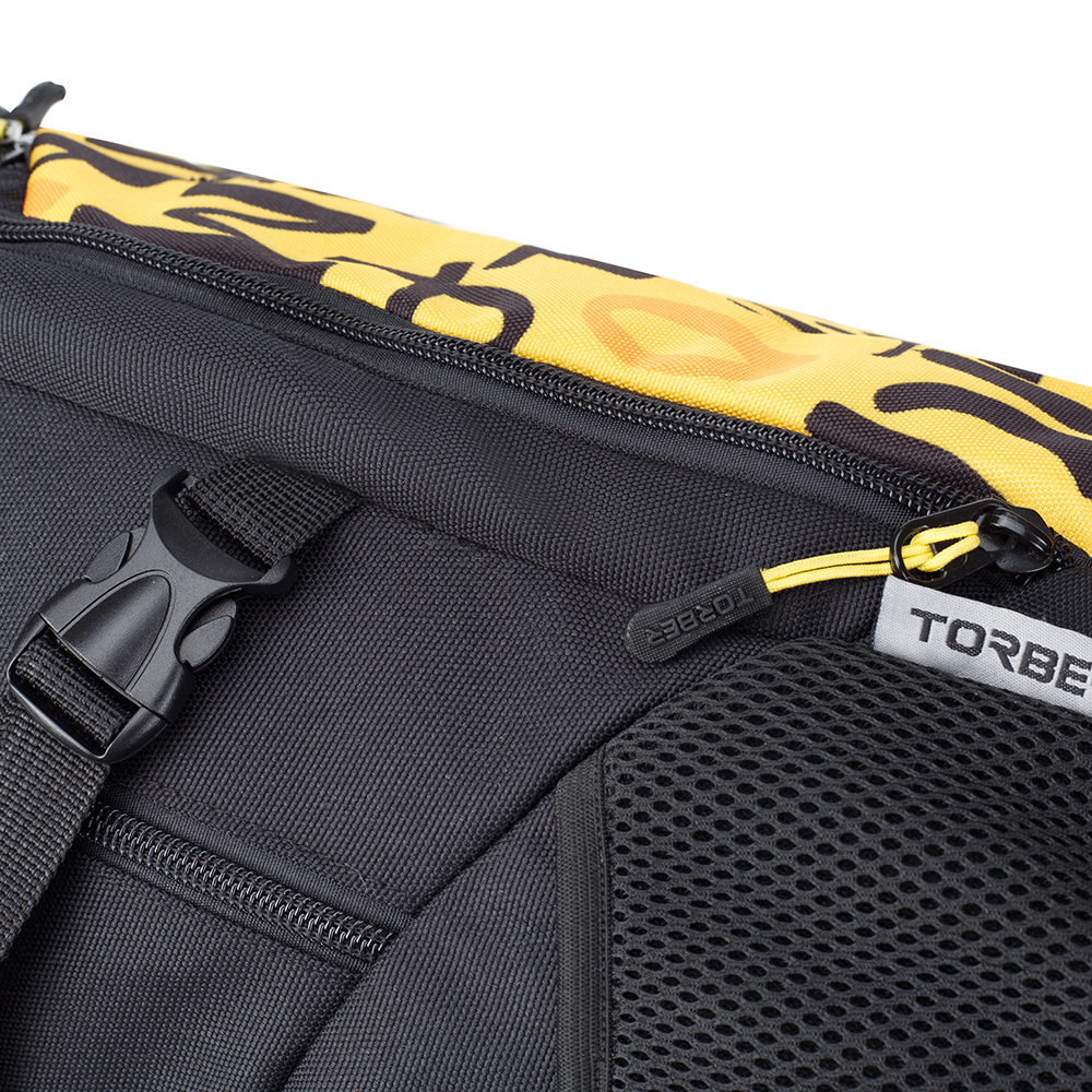 TORBER Рюкзак TORBER CLASS X, черно-желтый с принтом, 46 x 32 x 18 см + Мешок для сменной обуви в подарок! Арт.: T9355-22-BLK-YEL-M