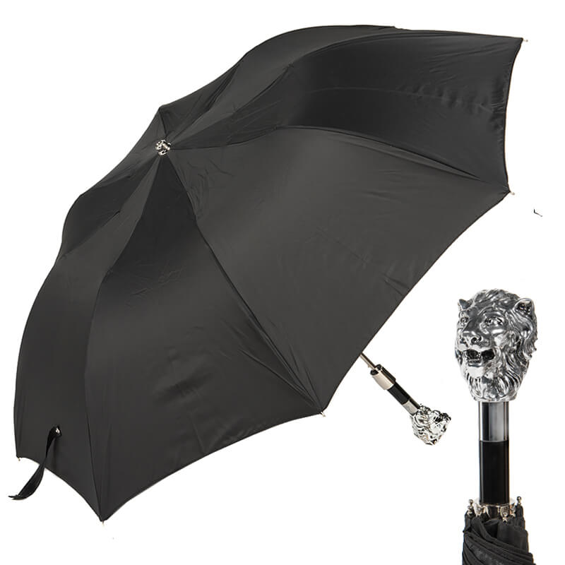 Pasotti Зонт складной Auto Leone Silver Oxford Black Арт.: product-478