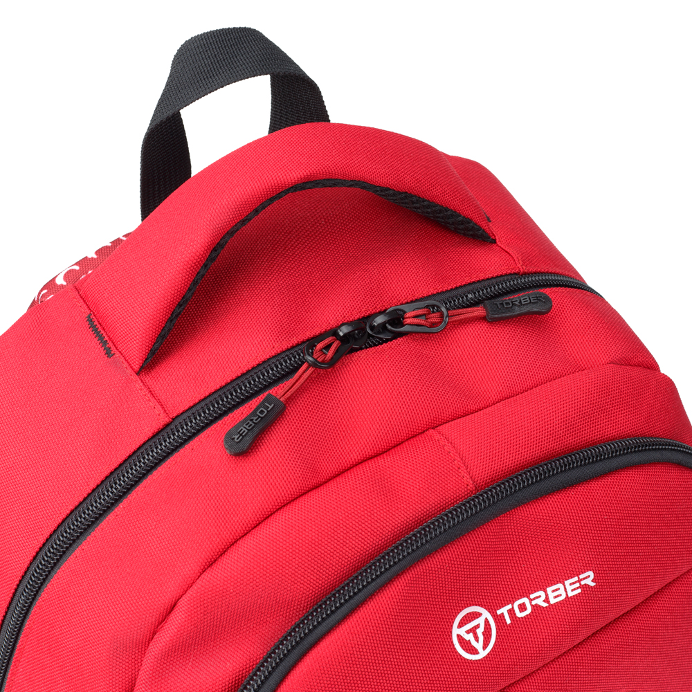 TORBER Рюкзак TORBER CLASS X, красный с орнаментом, полиэстер 900D, 45 x 30 x 18 см Арт.: T2602-22-RED