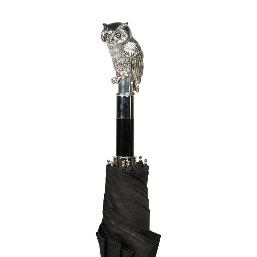 Pasotti Зонт складной Auto Owl Silver Oxford Black Арт.: product-1524