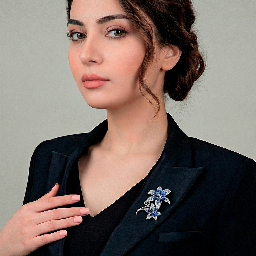 Fiore Luna Брошь ДУЭТ Zircon Арт.: XR08553P BL/S
