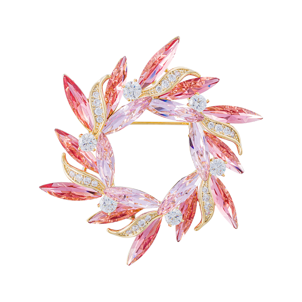 Fiore Luna Брошь ВЕНЕЦ Zircon+crystal Арт.: XR14425 R/G
