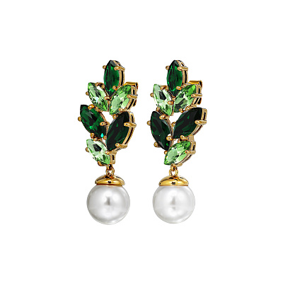 Серьги BALETE SG GREEN_WHITE PEARL Dyrberg Kern 470027 470027 
