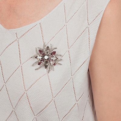 Брошь Самоцвет Чешский горный хрусталь  Fiore Luna  BR13756M V/S 