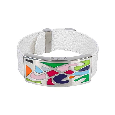 Браслет на кожаном белом ремешке CB00997-1 M 