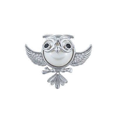 Брошь Сова Zircon+ магнит XR06459F S 