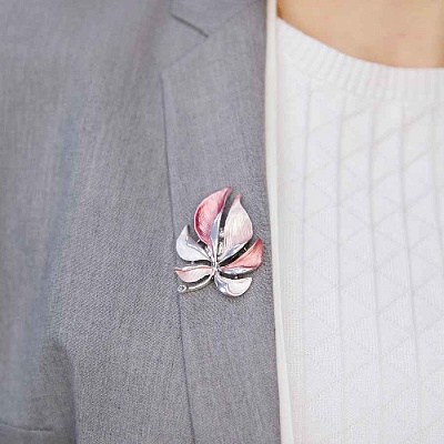 Брошь Лист резной  Shadore  XZ0863.7 R/S 