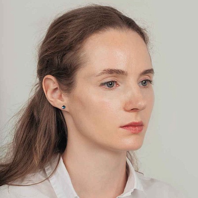 Пусеты Crystal Blue  Fiora Luna  SWE0127/1 B S 