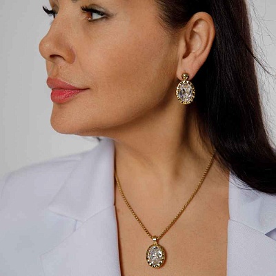 Колье TIVOLA UNICA big (G/P) Crystal 3cm  Qudo  420501 